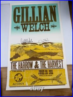 Autographed Gillian Welch Concert Poster Hatch Print Harrow Harvest