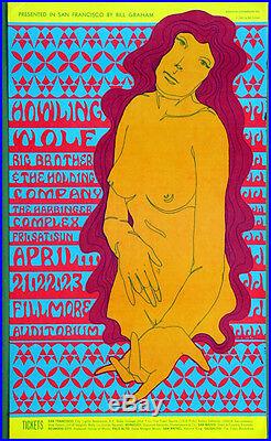 BG60 Howlin' Wolf BIG BROTHER 1967 Original Fillmore Concert Poster Wes Wilson
