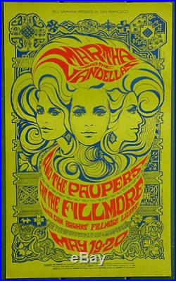 BG64 Martha & the Vandellas PAUPERS 1967 Original Fillmore Concert Poster