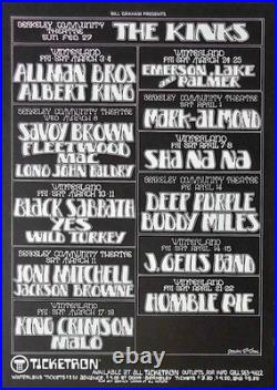 BGP 1972 KINKS BLACK SABBATH ALLMAN BROS concert poster BILL GRAHAM RANDY TUTEN