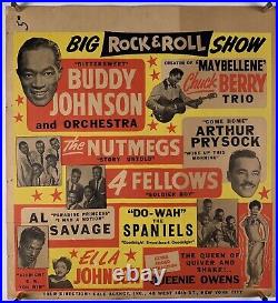BIG ROCK & ROLL SHOW Original Concert Poster 1955 CHUCK BERRY TRIO QUEENIE OWENS