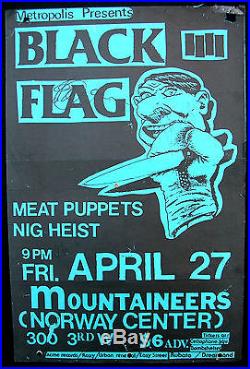 BLACK FLAG Norway Center SEATTLE 1984 CONCERT POSTER Punk AUTOGRAPHED Nirvana