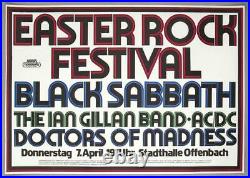 BLACK SABBATH + AC/DC mega rare vintage original Offenbach 1977 concert poster