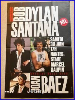 BOB DYLAN Joan Baez Santana mega rare original Nantes 1984 concert poster HUGE