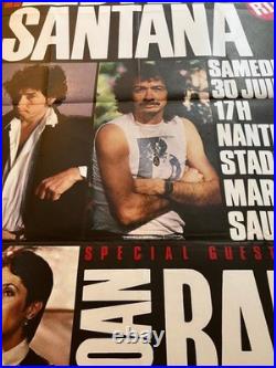 BOB DYLAN Joan Baez Santana mega rare original Nantes 1984 concert poster HUGE