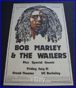 BOB MARLEY ORIGINAL GREEK THEATER UC BERKELEY 1978 CONCERT POSTER / Reggae Rasta