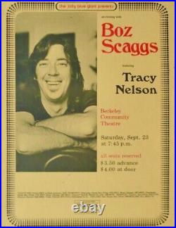 BOZ SCAGGS 1972 BERKELEY Concert poster BILL GRAHAM 13x17 VF