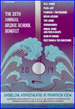 BRIDGE SCHOOL BENEFIT 2014 concert poster NEIL YOUNG PEARL JAM 13x19 BGP NM