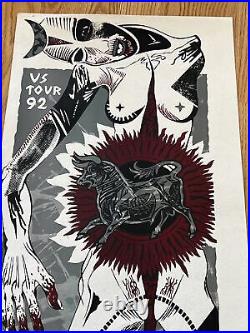 Bear With Fangs Naked Body Bull Crash Worship 1992 Original Concert Poster #'d