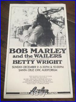 Bob Marley 1978 Original Concert Poster 1st Print Reggae Rasta Santa Cruz Ca