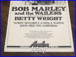 Bob Marley 1978 Original Concert Poster 1st Print Reggae Rasta Santa Cruz Ca