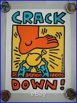 CRACK DOWN 1986 ROCK CONCERT BENEFIT POSTER BY KEITH HARING Original 1st Edition