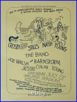 CSN&Y NEIL YOUNG 1974 OAKLAND concert poster RANDY TUTEN BILL GRAHAM NM