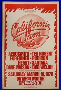 California Jam 2 ORIGINAL 1978 CONCERT POSTER Aerosmith Heart Foreigner Santana