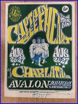 Captain Beefheart Avalon 1966 Original Concert Poster Fd23-1 Signed Mouse