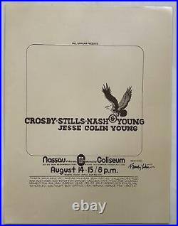 Crosby Stills Nash & Young Uncut Concert Poster 1974 New York Signed Randy Tuten