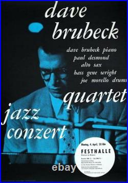 DAVE BRUBECK 1960 German concert poster A1 23x33 SUPERB DESIGN RARE JAZZ NM