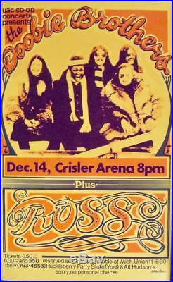 DOOBIE BROTHERS ANN ARBOR 1974 concert poster VERY RARE NM