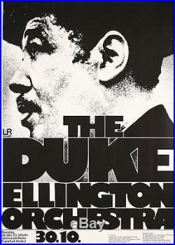 DUKE ELLINGTON 1973 German A1 concert poster GUNTHER KIESER Art JAZZ NEAR MINT