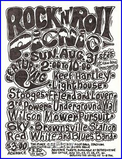Detroit MI GRANDE BALLROOM ERA Original Concert Poster ROCK & ROLL PICNIC
