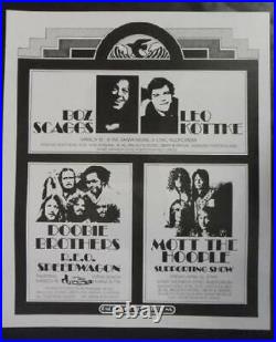 Doobie Brothers Boz Scaggs Santa Monica 1974 Concert Poster Original
