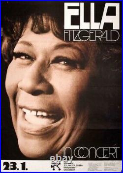 ELLA FITZGERALD 1974 German A1 concert poster GUNTHER KIESER Art