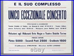 ELLA FITZGERALD mega rare vintage original Turin, Italy 1971 concert poster