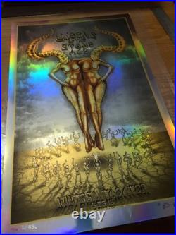 EMEK Queens Of The Stone Age Gold Foil Concert Poster LA 2013 xx/15