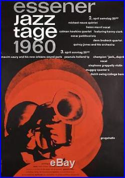 ESSEN JAZZ FESTIVAL 1960 German A0 concert poster QUINCY JONES GUNTHER KIESER NM