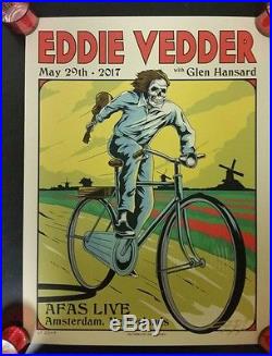 Eddie Vedder Amsterdam 2017 Concert Poster Ap 83/100. Signed By Ian Williams