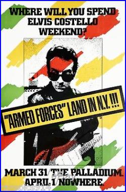 Elvis Costello Armed Forces Land in NY Concert Authentic Original 1979 Poster