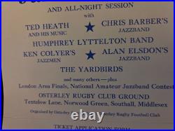 Eric Clapton Yardbirds 1964 First Printing Concert Flyer Handbill