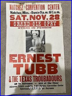 Ernest Tubb. Poster Hatch Show Print Concert Poster. Natchez Miss. Original