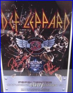 FRAMED Def Leppard Signed Framed Concert Poster Autographed Phil Rick Savage COA