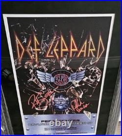 FRAMED Def Leppard Signed Framed Concert Poster Autographed Phil Rick Savage COA