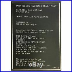 Factory Records FAC15 1979 Zoo Meets Factory Half-Way Festival Concert Poster UK