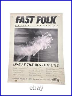 Fast Folk Concert 1985 Poster Signed By all 12 Performers, Rare