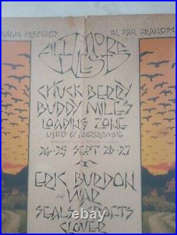 Filmore West (1970) Original Concert Poster Chuck Berry Buddy Miles War More