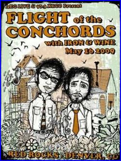 Flight Of The Conchords 2009 Concert Poster Red Rocks Silkscreen Original