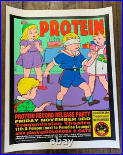 Frank Kozik 1995 Protein Concert Poster S&N Record Release Party Man's Ruin