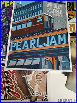 Full Set of Pearl Jam 2016 and 2018 Wrigley Field Concert Posters (10 total)
