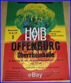 German Concert Poster 1971 Hair By Musical Gerhard V Halem Art Print