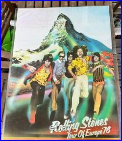 GIANT 39x29 Rolling Stones Original European 1976 Tour Concert Poster Rare
