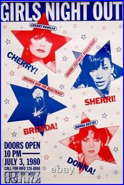 GIRLS NIGHT OUT 1980 THE RITZ CONCERT POSTER / CHERRY VANILLA 1st PRINTING / EX