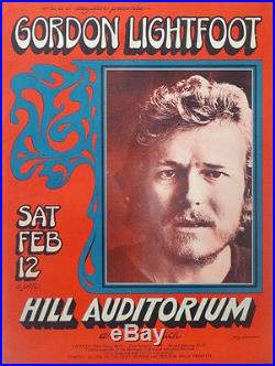GORDON LIGHTFOOT ANN ARBOR 1972 concert poster GARY GRIMSHAW ULTRA RARE