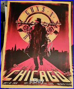 GUNS N ROSES CHICAGO Concert Poster 2016 LIMITED Lithograph # 328 of 400 7/1/16