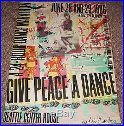 Give Peace A Dance Seattle silkcreen concert poster Art Chantry 1986