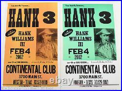 Hank Williams III 2002 Lot of 4 Original Boxing Style Concert Posters Houston