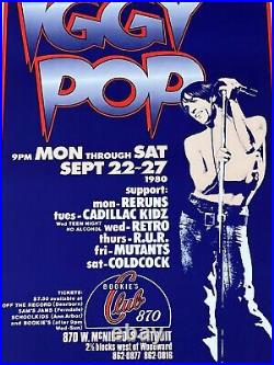 Iggy Pop Bookie's Club 870 Detroit Michigan Original Signed Concert Poster