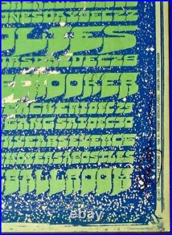 JOHN LEE HOOKER GRANDE BALLROOM concert poster RGP 60 CARL LUNDGREN signed 1967